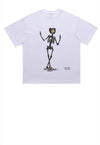 Skeleton print t-shirt psychedelic tee grunge emoji top