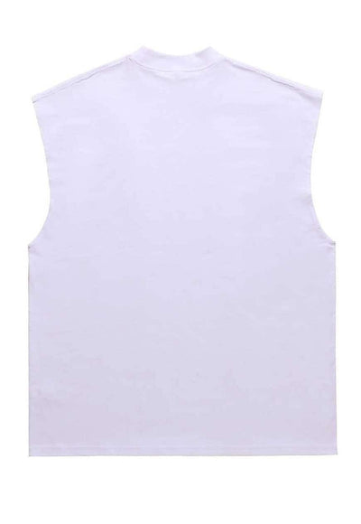 Saint print sleeveless t-shirt retro tank top surfer vest