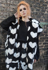 Heart fleece coat handmade faux fur love emoji trench coat