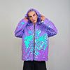 Black shiny sequin jacket hooded mermaid Eras bomber holographic pullover luminous festival coat rave top fairy overcoat carnival sweatshirt