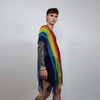 Rainbow mesh top Gay pride sweater rave poncho transparent jumper LGBT see-through blouse carnival sweatshirt crochet t-shirt in multi