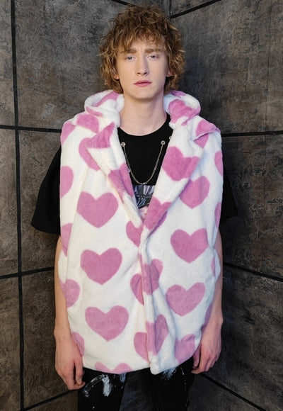 Heart fleece coat handmade 2in1 hood emoji trench jacket