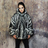 Faux fur luxury jacket handmade premium fleece jacket fluffy hooded coat grunge bomber tie-dye puffer in vintage acid grey