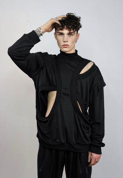 Cut-out Gothic top cyberpunk layer jumper transparent tee