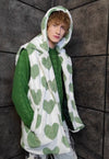 Heart fleece coat handmade 2in1 hood emoji trench jacket