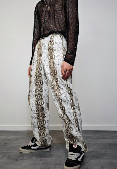 Snake print jeans white python print slim denim trousers