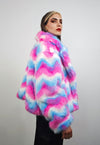 Rainbow faux fur coat crop striped trench festival zigzag