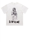 Saint print t-shirt grunge punk tee retro Jesus top in black