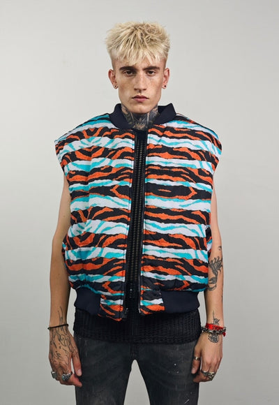 Zebra stripe varsity jacket geometric reversible 4in1 bomber