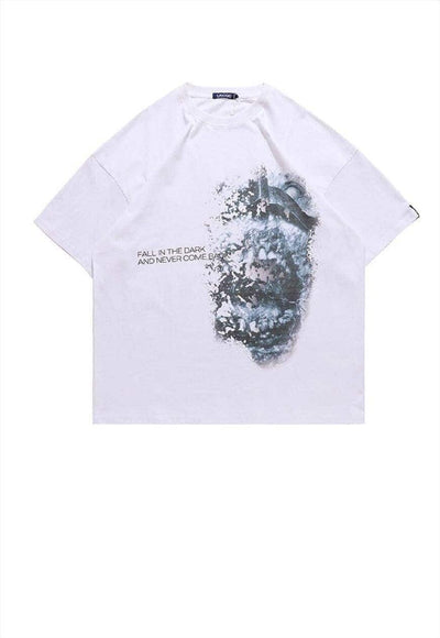 Monster print t-shirt zombie tee grunge Gothic top in White