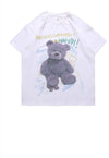 Teddy print t-shirt grunge bear tee skater slogan top White