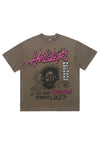 Graffiti t-shirt cyberpunk tee retro rave poster top brown