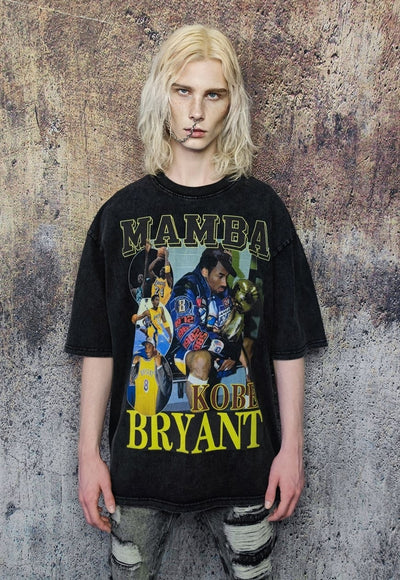 Kobe Bryant t-shirt Mamba tee basketball top in vintage grey