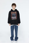 Scary print hoodie ghost pullover zombie horror top black