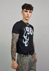 Flame print t-shirt slim fit unisex 90 number tee raver top