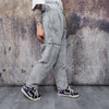 Grey soft fleece joggers luminous detachable pants handmade shiny faux fur raver shorts premium festival overalls in electric light gray