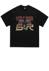 Guns and roses t-shirt retro floral tee rocker top in white