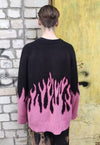 Flame knitwear sweater loose fit fire jumper in bright pink