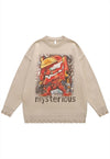 Robot sweater knit distressed jumper Transformer top black