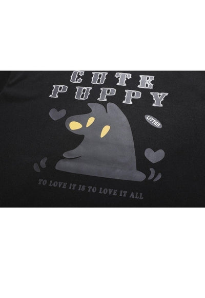 Puppy slogan t-shirt monster print tee grunge top in white