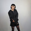 V neck Kimono jacket side button Gothic top high fashion asymmetric top grunge rocker jumper foldable sweatshirt in black