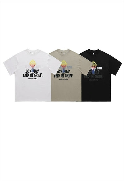 God slogan t-shirt cross print tee religion top in black