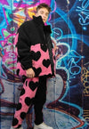 Heart fleece jacket handmade love emoji bomber in pink black