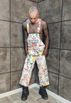 Psychedelic graffiti dungarees cartoon print denim overalls