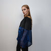 Transparent blazer see-through jacket going out coat fancy dress bomber catwalk blazer sheer glam rocker top satin varsity in blue black