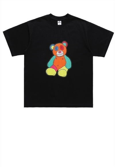 Teddy bear t-shirt money print tee retro grunge top in white