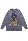 Academia sweater knitted distressed Anime print jumper beige