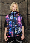 Psychedelic bomber jacket handmade detachable raver puffer