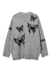 Distressed knitted jumper butterfly sweater ripped top black