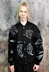 Grunge varsity jacket Gothic patch baseball bomber black