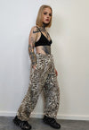 Faux fur zebra joggers animal print pants handmade stripe fleece raver trousers premium party overalls in zigzag festival pants brown beige