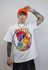 Gay punk t-shirt rainbow tee grunge mohawk top in white