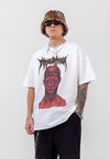 Gothic print t-shirt grunge monster tee raver top white