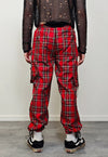 Punk trousers red check tartan pants utility plaid joggers