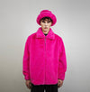 Neon pink jacket soft fleece rave coat bright festival bomber removable sleeves coat bright festival tracksuit bright burning man overcoat