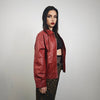 Red faux leather racing jacket utility PU bomber gorpcore biker jacket rocker varsity jacket retro 90s coat grunge college vinyl coat