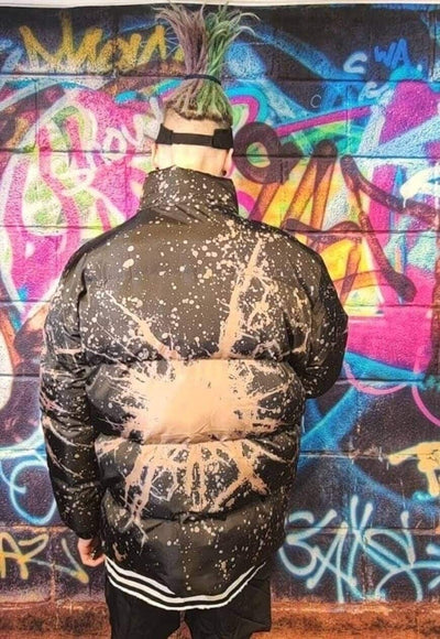 Teddy bear bomber Kanye jacket graffiti tie-dye coat brown