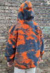 Tie-dye fleece bomber handmade gradient hood jacket orange