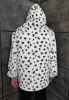 Cherry fleece coat handmade 2in1 fruit trench jacket white