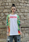 Tropical t-shirt tie dye acid fluorescent tee rave top green