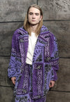 Paisley fleece jacket handmade bandanna trench coat purple