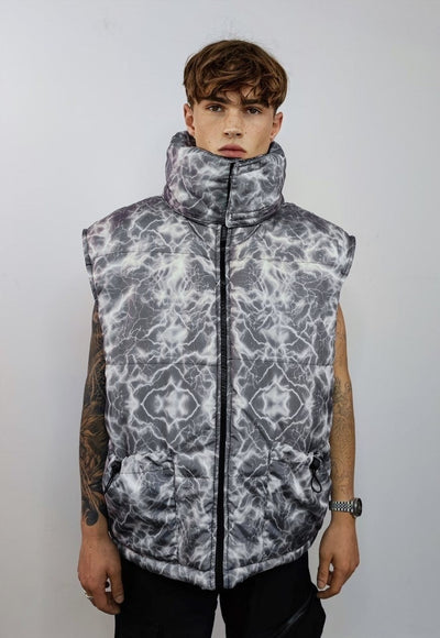 Thunder bomber reversible rave jacket detachable puffer grey