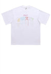 Sweet slogan t-shirt retro rainbow tee raver top in black