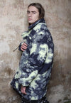 Camo fleece jacket handmade abstract trench coat in green