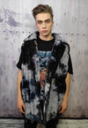 Tie-dye fleece coat handmade 2in1 gradient trench jacket