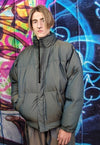 Luminous bomber shiny jacket reflective rave puffer in green